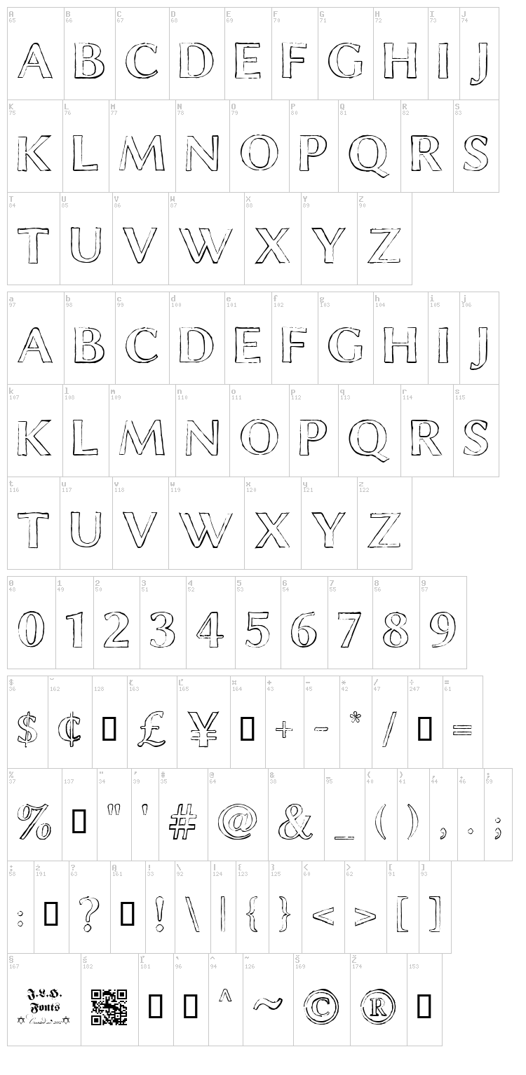 Chalk Line Outline font map